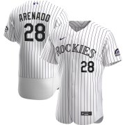 Wholesale Cheap Colorado Rockies #28 Nolan Arenado Men's Nike White Home 2020 Authentic Player MLB Jersey