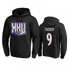 Wholesale Cheap Baltimore Ravens #9 Justin Tucker Men\'s Black Team 25th Season Pullover Hoodie