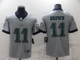 Wholesale Cheap Men\'s Philadelphia Eagles #11 A. J. Brown Gray Vapor Untouchable Limited Stitched Jersey