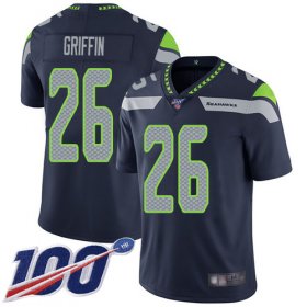 Wholesale Cheap Nike Seahawks #26 Shaquem Griffin Steel Blue Team Color Men\'s Stitched NFL 100th Season Vapor Limited Jersey