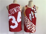 Wholesale Cheap Men's Houston Rockets #34 Hakeem Olajuwon Red Big Face Stitched Jersey