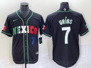 Wholesale Cheap Men's Mexico Baseball #7 Julio Urias Number 2023 Black White World Classic Stitched Jersey6