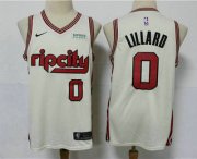 Wholesale Cheap Men's Portland Trail Blazers #0 Damian Lillard Cream 2020 City Edition NBA Swingman Jersey With The Sponsor Logo