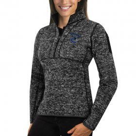 Wholesale Cheap Vancouver Canucks Antigua Women\'s Fortune 1/2-Zip Pullover Sweater Charcoal