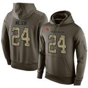 Wholesale Cheap NFL Men's Nike Arizona Cardinals #24 Adrian Wilson Stitched Green Olive Salute To Service KO Performance Hoodie