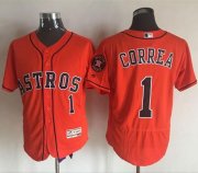 Wholesale Cheap Astros #1 Carlos Correa Orange Flexbase Authentic Collection Stitched MLB Jersey