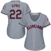 Wholesale Cheap Indians #22 Jason Kipnis Grey Women's Road Stitched MLB Jersey