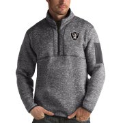 Wholesale Cheap Las Vegas Raiders Antigua Fortune Quarter-Zip Pullover Jacket Charcoal