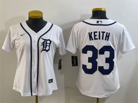 Cheap Women\'s Detroit Tigers #33 Colt Keith White Cool Base Stitched Baseball Jersey(Run Small)