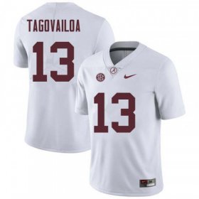 Wholesale Cheap Men\'s Alabama Crimson Tide #13 Tua Tagovailoa White NCAA Football Jersey