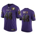 Wholesale Cheap Baltimore Ravens #48 Patrick Queen Men's Nike Purple Team 25th Season Golden Limited NFL Jersey