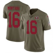 Wholesale Cheap Nike 49ers #16 Joe Montana Olive Men's Stitched NFL Limited 2017 Salute to Service Jersey