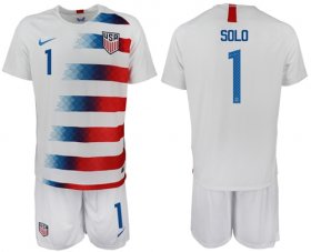 Wholesale Cheap USA #1 Solo Home Soccer Country Jersey