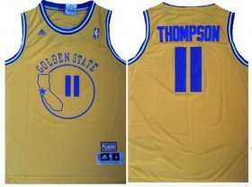 Wholesale Cheap Men\'s Golden State Warriors #11 Klay Thompson Yellow Hardwood Classics Soul Swingman Throwback Jersey