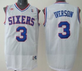 Wholesale Cheap Philadelphia Sixers #3 Allen Iverson White Swingman Throwback Jersey