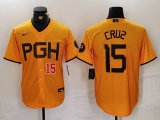 Cheap Men's Pittsburgh Pirates #15 Oneil Cruz Yellow 2023 City Connect Stitched Jerseys