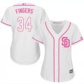 Wholesale Cheap Padres #34 Rollie Fingers White/Pink Fashion Women's Stitched MLB Jersey