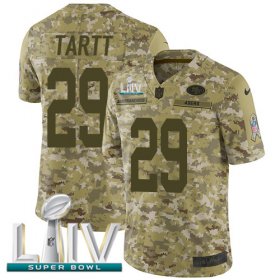 Wholesale Cheap Nike 49ers #29 Jaquiski Tartt Camo Super Bowl LIV 2020 Youth Stitched NFL Limited 2018 Salute To Service Jersey