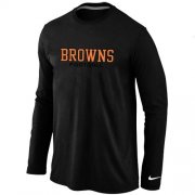 Wholesale Cheap Nike Cleveland Browns Authentic Font Long Sleeve T-Shirt Black