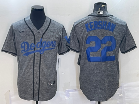 Wholesale Cheap Men\'s Los Angeles Dodgers #22 Clayton Kershaw Grey Gridiron Cool Base Stitched Baseball Jersey