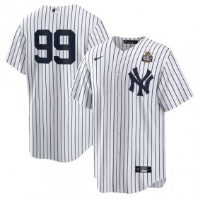 Cheap Men\'s New York Yankees #99 Aaron Judge White 2024 World Series Cool Base Stitched Baseball Jersey