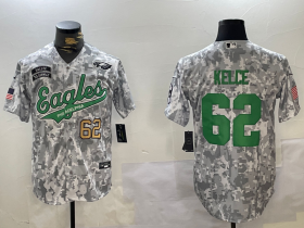 Cheap Men\'s Philadelphia Eagles #62 Jason Kelce Arctic Camo 2024 Salute to Service Stitched Baseball Jerseys