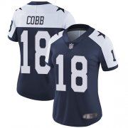 Wholesale Cheap Nike Cowboys #18 Randall Cobb Navy Blue Thanksgiving Women's Stitched NFL Vapor Untouchable Limited Throwback Jersey