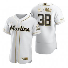 Wholesale Cheap Miami Marlins #38 Jorge Alfaro White Nike Men\'s Authentic Golden Edition MLB Jersey