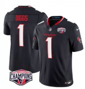 Cheap Men's Houston Texans #1 Stefon Diggs Navy F.U.S.E. 2024 AFC South Division Champions Vapor Limited Stitched Football Jersey