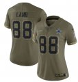 Wholesale Cheap Women's Dallas Cowboys #88 CeeDee Lamb 2022 Olive Salute To Service Limited Stitched Jersey(Run Small)