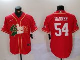 Cheap Men's San Francisco 49ers #54 Fred Warner Red With Patch Cool Base Stitched Baseball Jersey