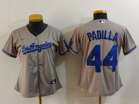 Women\'s Los Angeles Dodgers #44 Vicente Padilla Grey With los Cool Base Stitched Jersey