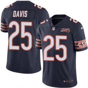 Wholesale Cheap Nike Bears #25 Mike Davis Navy Blue Team Color Men\'s 100th Season Stitched NFL Vapor Untouchable Limited Jersey