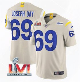 Wholesale Cheap Men\'s Los Angeles Rams #69 Sebastian Joseph-Day 2022 Bone Super Bowl LVI Vapor Limited Stitched Jersey