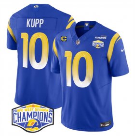 Cheap Men\'s Los Angeles Rams #10 Cooper Kupp Blue 2024 NFC West Champions With 4-Star C Patch F.U.S.E. Vapor Untouchable Stitched Football Jersey