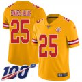 Wholesale Cheap Nike Chiefs #25 Clyde Edwards-Helaire Gold Men's Stitched NFL Limited Inverted Legend 100th Season Jersey