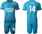 Wholesale Cheap Men 2020-2021 club AC milan away 14 blue Soccer Jerseys