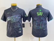 Cheap Youth Tampa Bay Rays #22 Jose Siri Number Charcoal 2024 City Connect Limited Stitched Jersey