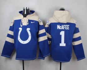 Wholesale Cheap Nike Colts #1 Pat McAfee Royal Blue Player Pullover NFL Hoodie