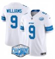 Cheap Men's Detroit Lions #9 Jameson Williams White 2024 NFC North Champions F.U.S.E. Vapor Limited Stitched Jersey