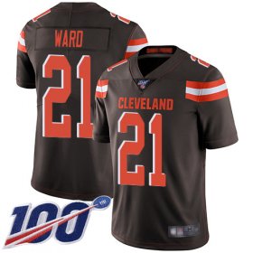 Wholesale Cheap Nike Browns #21 Denzel Ward Brown Team Color Men\'s Stitched NFL 100th Season Vapor Limited Jersey