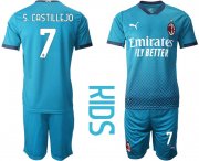 Wholesale Cheap Youth 2020-2021 club AC milan away 7 blue Soccer Jerseys