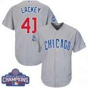 Wholesale Cheap Cubs #41 John Lackey Grey Road 2016 World Series Champions Stitched Youth MLB Jersey