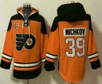 Cheap Men's Philadelphia Flyers #39 Matvei Michkov Orange Ageless Must Have Lace Up Pullover Hoodie