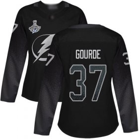 Cheap Adidas Lightning #37 Yanni Gourde Black Alternate Authentic Women\'s 2020 Stanley Cup Champions Stitched NHL Jersey