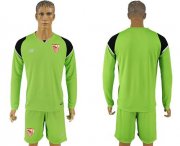 Wholesale Cheap Sevilla Blank Green Goalkeeper Long Sleeves Soccer Club Jersey