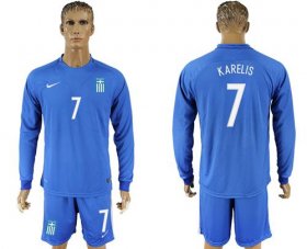 Wholesale Cheap Greece #7 Karelis Away Long Sleeves Soccer Country Jersey