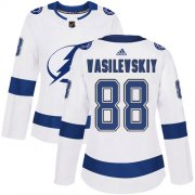 Cheap Adidas Lightning #88 Andrei Vasilevskiy White Road Authentic Women's Stitched NHL Jersey