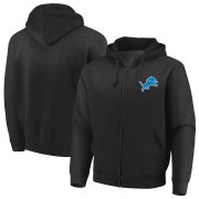 Wholesale Cheap Detroit Lions Majestic Cap Logo Full-Zip Hoodie Black