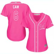 Wholesale Cheap Brewers #6 Lorenzo Cain Pink Fashion Women's Stitched MLB Jersey